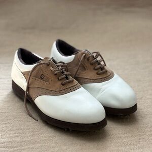 Foot Joy womens golf preppy white and brown soft joys terrain lace up shoes 7 M
